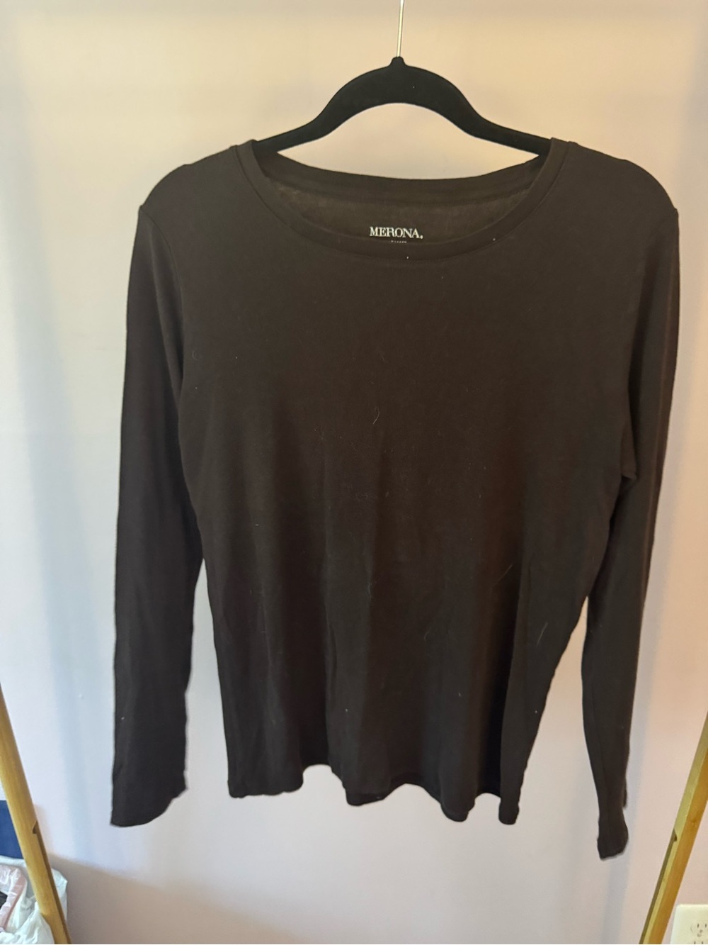 Merona Brown Crewneck Cotton Tee with Printed Label